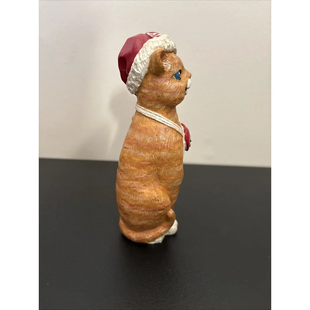 Kandy's Folk Art Kitty Cat W/Santa Hat Kurt S. Adler Christmas